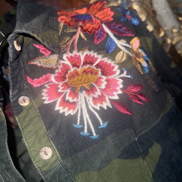 Johnny Was camouflage & floral tunic dress ~ L - Picture 6 of 10